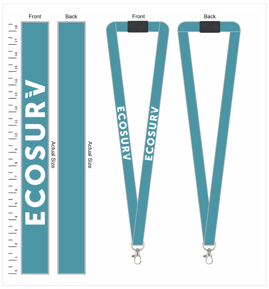 Fixed-position custom lanyard &ndash; centred front-facing logo example