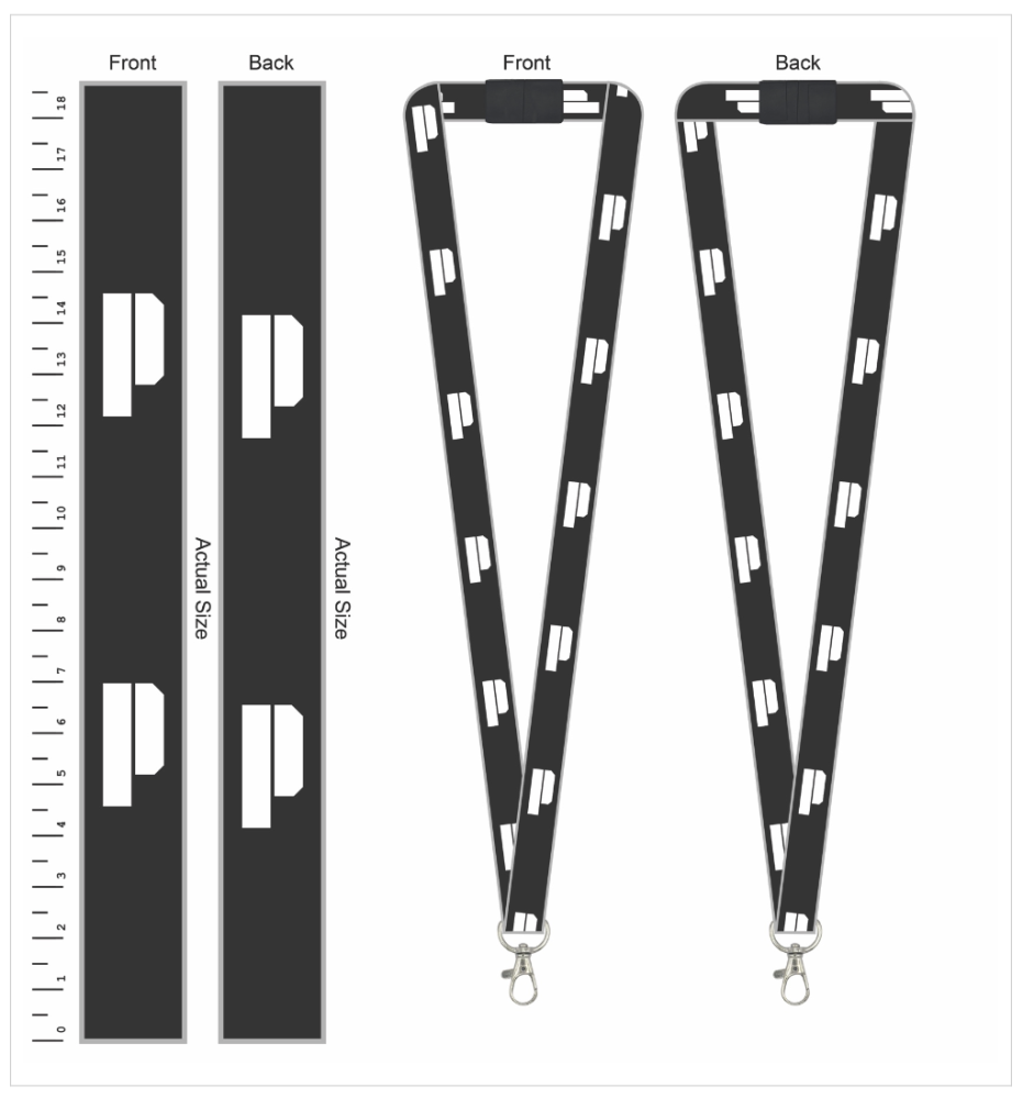 Two-part vertical custom lanyard &ndash; mirrored sides both upright