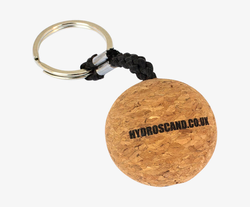 Cork keyring, branded in one colour print on one side.
