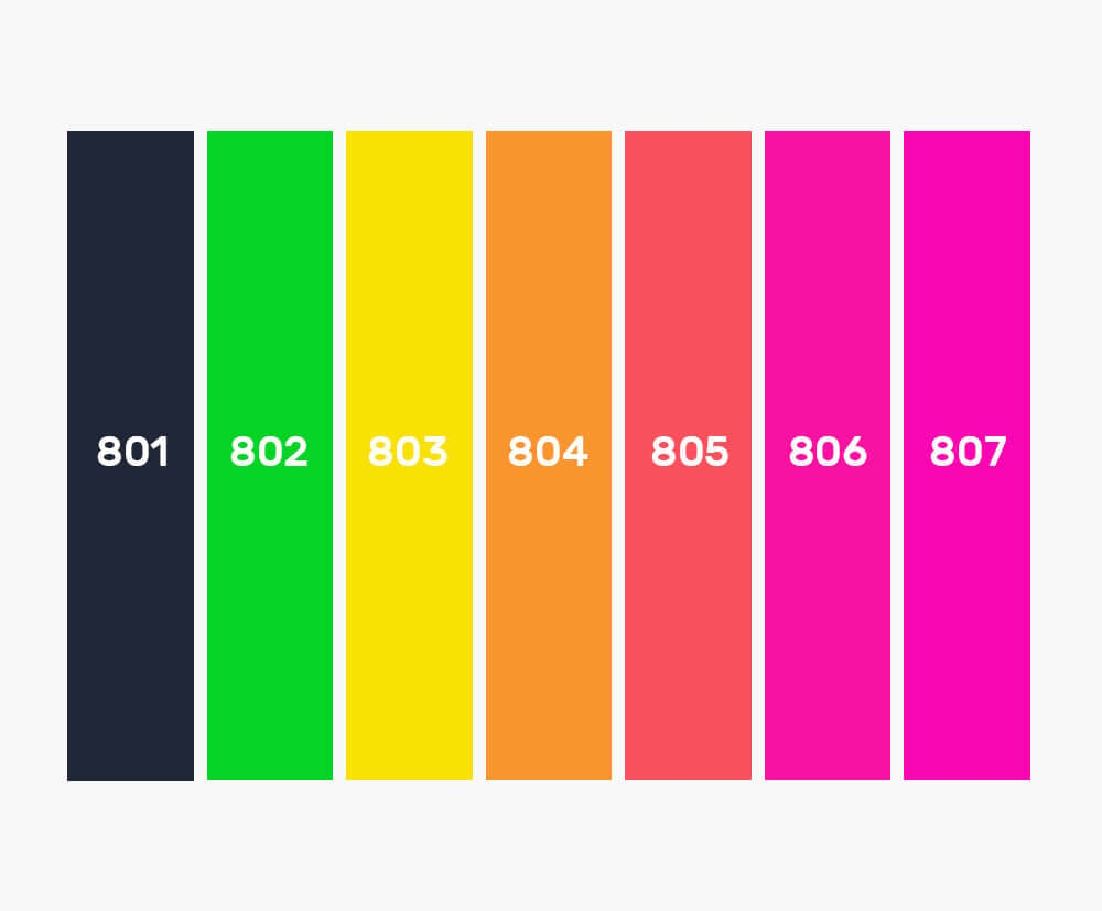Neon PVC colour selection