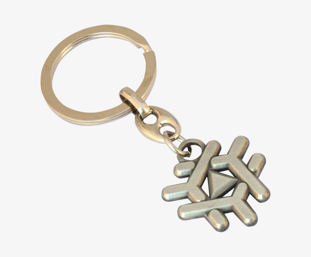 3mm thick 3D moulded metal keyrings.