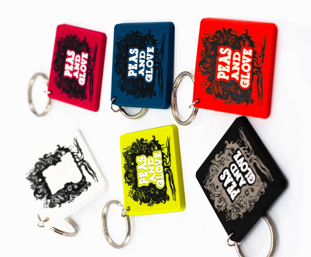 Multiple keyring promotions by combining 5 different designs within 1 order.