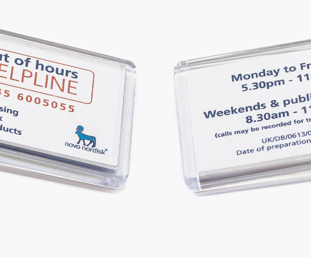 promotional acrylic printed keyring with extra design option-printed on both sides each design
