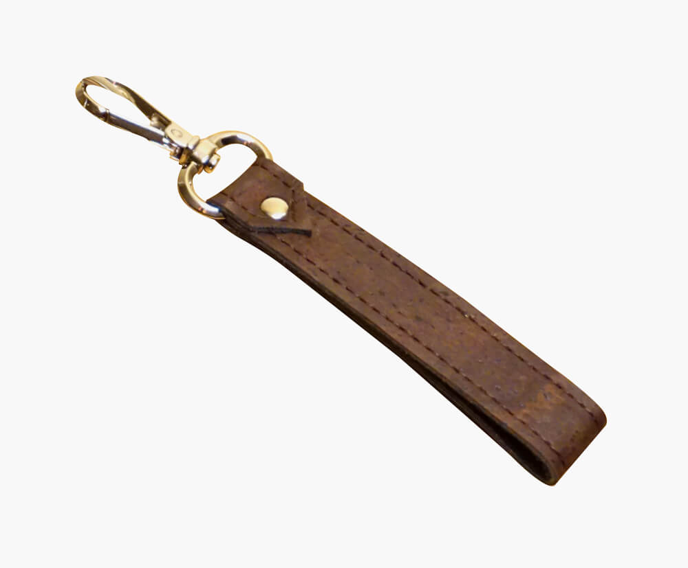 Brown cork custom keyring, available plain or with branding.