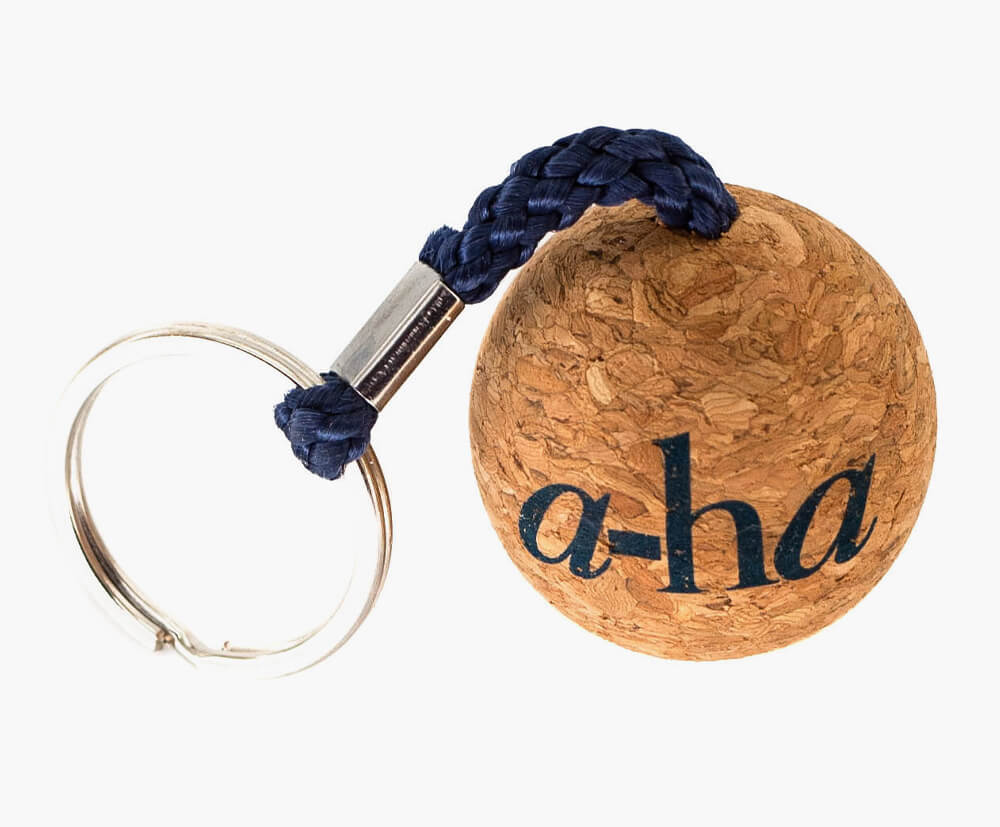 Custom promotional cork keyring, printing colour matched exactly to cord colour.