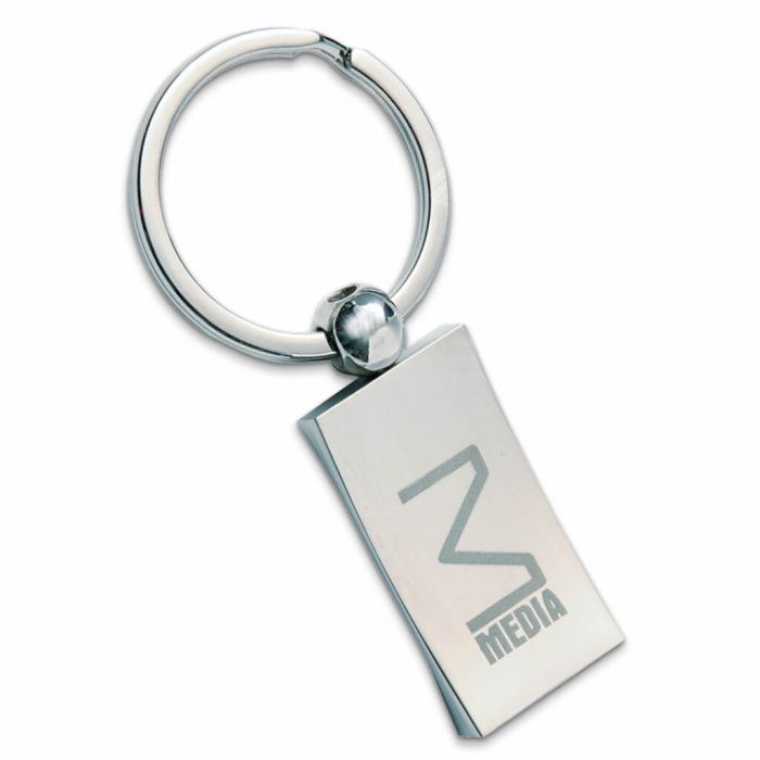 Engraved luxury metal promotional keyring.