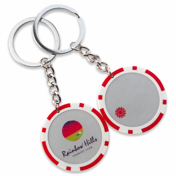 Poker chip keyrings print branded with your logos
