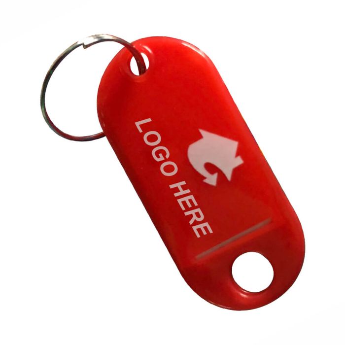 Printed on one side, insert your own paper keytags. Removable paper inners.