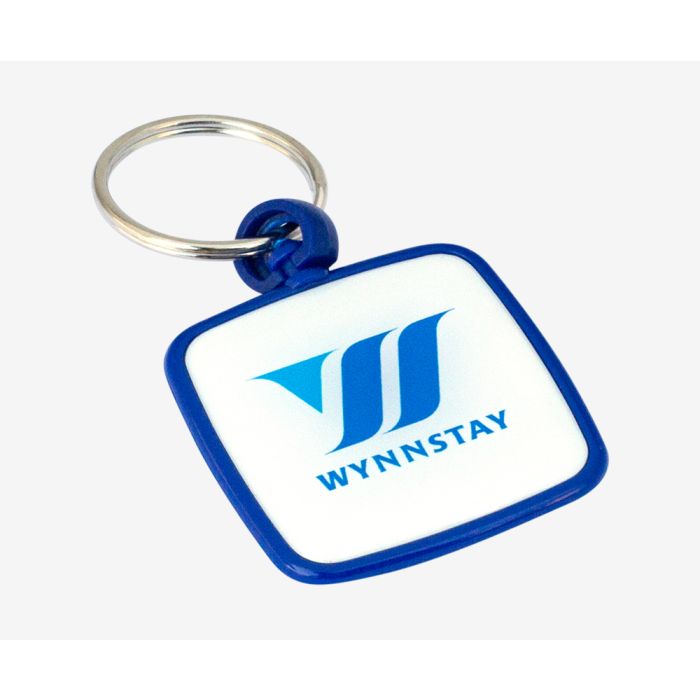 Distinctive Dome Finish Square Plastic Keyring