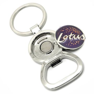 Customised metal bottle openers with removable trolley coin. Engraved, printed or colour filled.