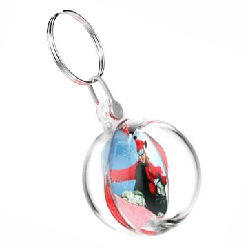 Clear bauble keyrings custom printed on both sides.