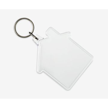 House shaped acrylic keyrings. Order blank stock keyrings