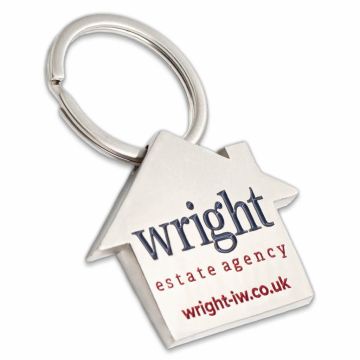 2 colour enamel fill option for large house shaped keyring.