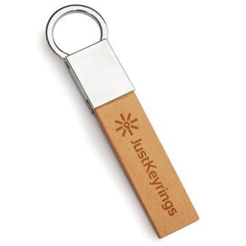 Long wood and metal keyring with laser engraving