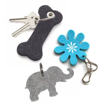 Custom shaped felt keyrings, with printed branding.