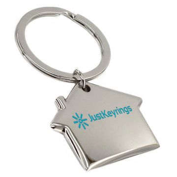 Metal house-shaped keyring, unbranded with split-ring attachment.