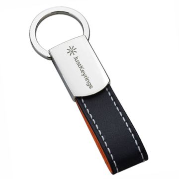Engraved Metal and Leather loop keyring