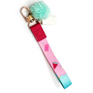 Cute Strap keyring with wristlet and pon pon