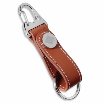 Engraved thick leather loop keyring with practical eagle attachment