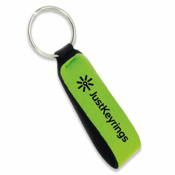 Green neoprene strap, printed with black ink