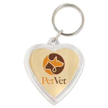 LH2 Clear Heart Shaped Acrylic Printed Keyring