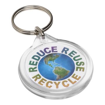 Round printed acrylic keyrings on both sides.