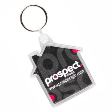 Printed Acrylic keyring in the shape of a house.