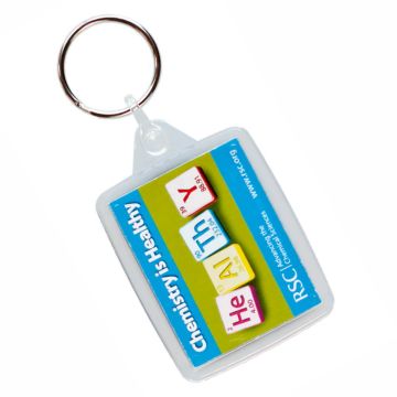 Rectangular acrylic keyrings with plastic connecting attachment. Printed in up to full colour on one or two sides.