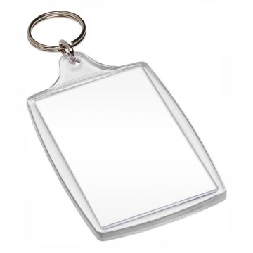 The large window of this blank acrylic L4 keyring is ideal for adding your own organisations details on printed paper inserts.