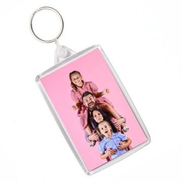 Long acrylic keyring with printing on both sides