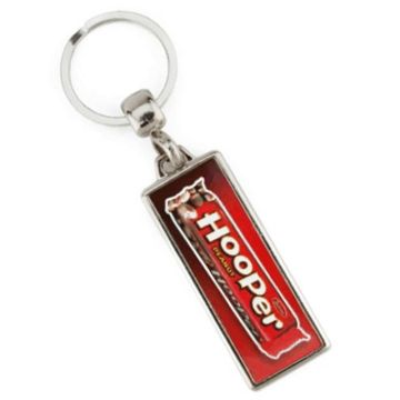 Custom printed oblong metal keyrings with full colour designs on front & back.