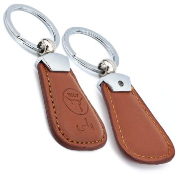 high-end branded leather keyrings. Premium personalized leather keychains. Embossed Leather and metal Keyrings
