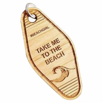 Engraved wood motel style keyring