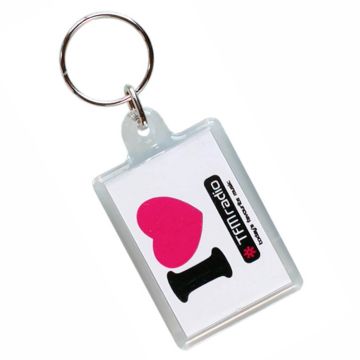 K01 budget full colour printed acrylic keyrings.