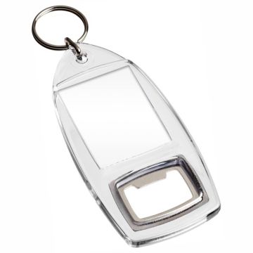 A classic blank acrylic keyring with a bottle opener. Print and assemble your own designs - a cheap, effective promotion!