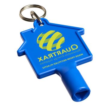 House shaped printed utility/radiator key keyring.