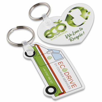 Custom shaped recycled plastic keyring
