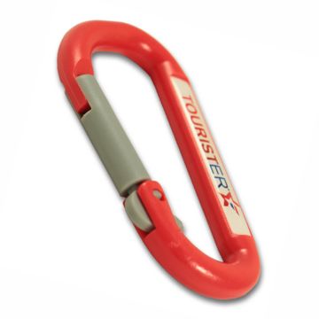 Red Plastic carabiner keyring with printed insert