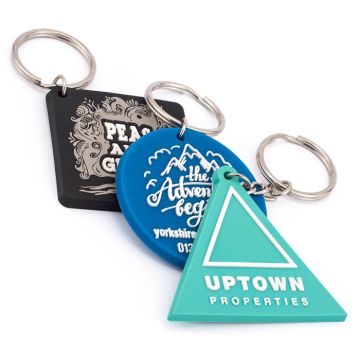 Soft PVC keyrings made in the EU