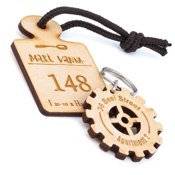 Luxury wooden Keyrings custom shaped and engraved. Made to your design.