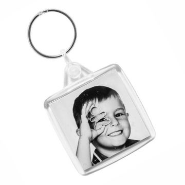 Large square keyring. Printed on both sides
