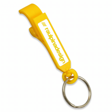 Lightweight plastic bottle opener keyring