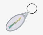 Oval keyrings printed in full colour. Keyring surrounds available in clear or coloured.