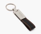 Custom PU leather strap keyring with an engraved metal clasp.