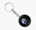 Metal circular coin keyrings printed with your designs on one or two sides.