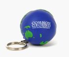Stress-ball keyring with 3d moulded earth design and separate colour for branding.