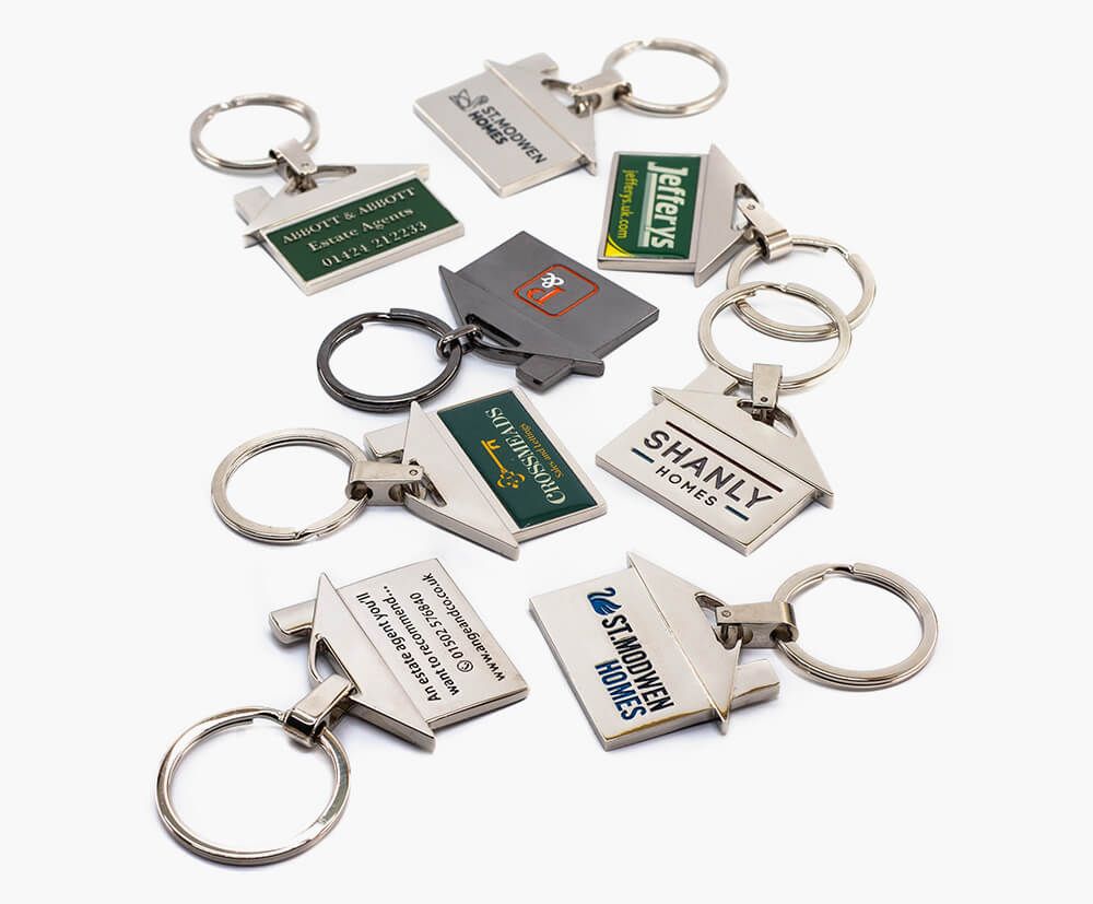 Timeless Zinc Alloy House-Shaped Keyrings with Nickel Plating and Enamel Fill