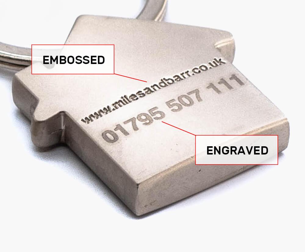 Details on the difference between embossed and engraved branding.
