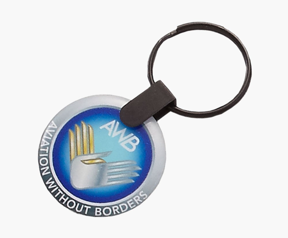 Round flexible plastic keyring-full color printed