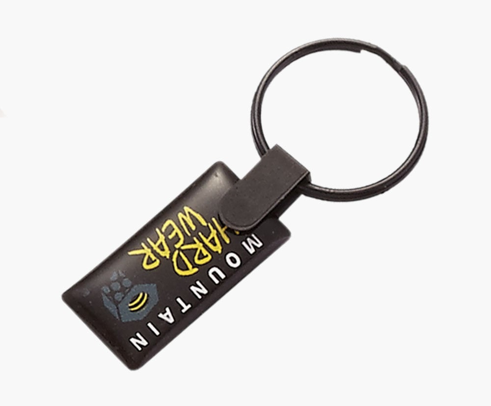 Premium black rectangle keyring- flexible plastic keychain